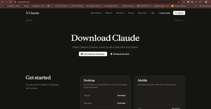 Windows view — fake Claude download page